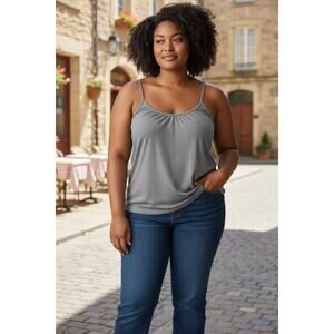 LILYBRAS Bralette Top Tank Size XL Gray Built in Bra w/ Bust Pads